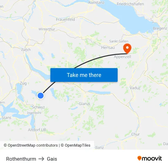 Rothenthurm to Gais map