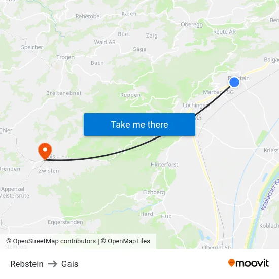 Rebstein to Gais map