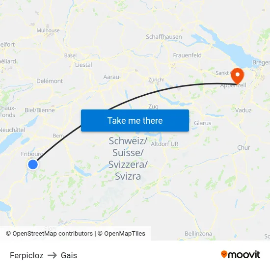 Ferpicloz to Gais map