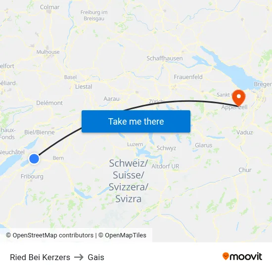 Ried Bei Kerzers to Gais map