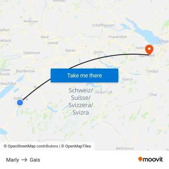 Marly to Gais map