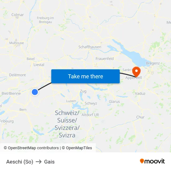 Aeschi (So) to Gais map