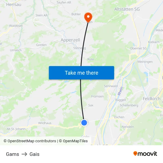 Gams to Gais map