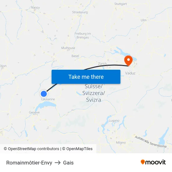 Romainmôtier-Envy to Gais map