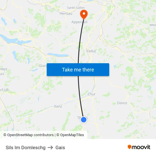 Sils Im Domleschg to Gais map