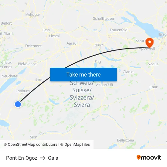 Pont-En-Ogoz to Gais map