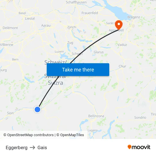 Eggerberg to Gais map