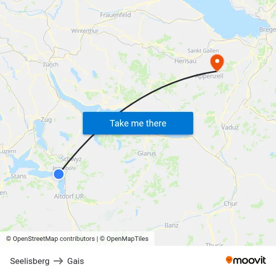 Seelisberg to Gais map