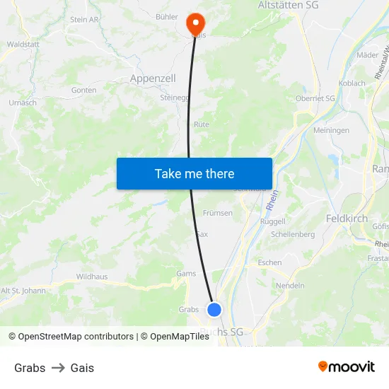 Grabs to Gais map