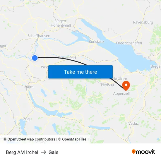 Berg AM Irchel to Gais map