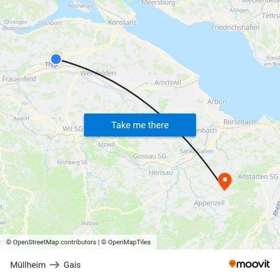 Müllheim to Gais map