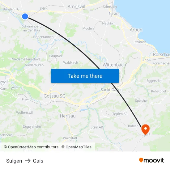 Sulgen to Gais map