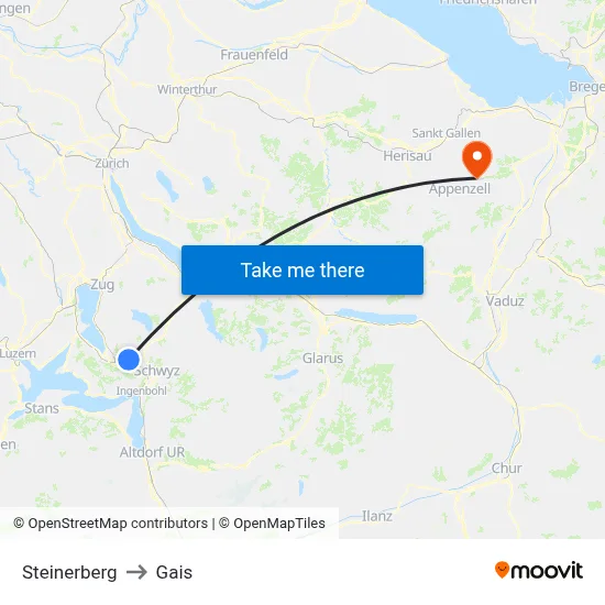 Steinerberg to Gais map