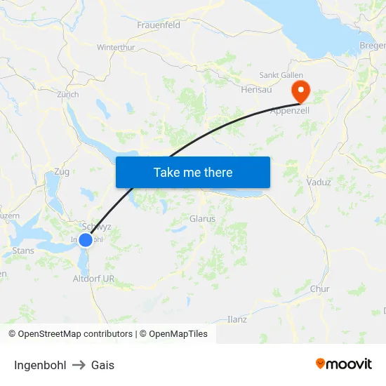 Ingenbohl to Gais map