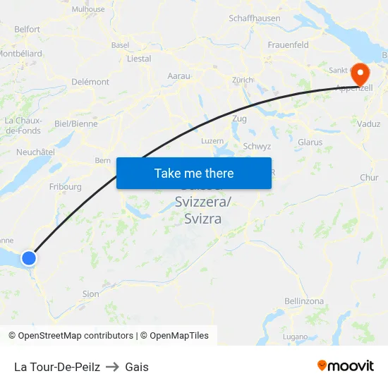 La Tour-De-Peilz to Gais map