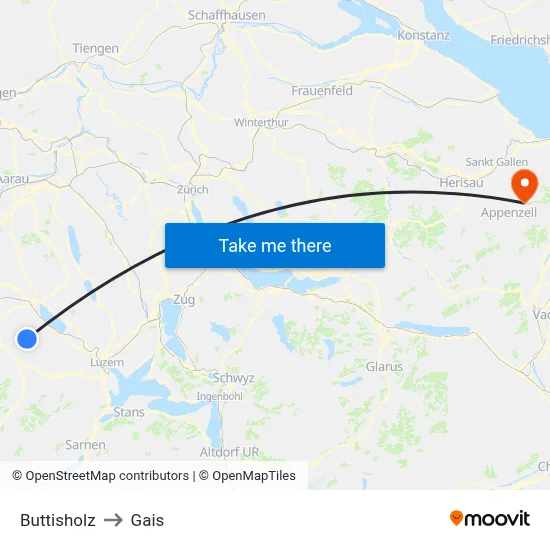 Buttisholz to Gais map
