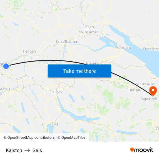 Kaisten to Gais map