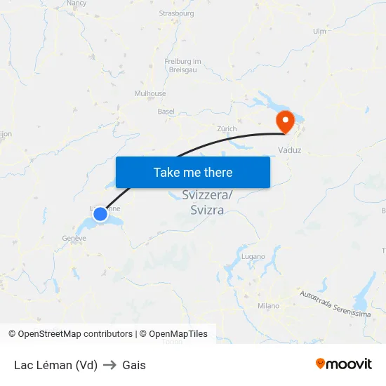 Lac Léman (Vd) to Gais map