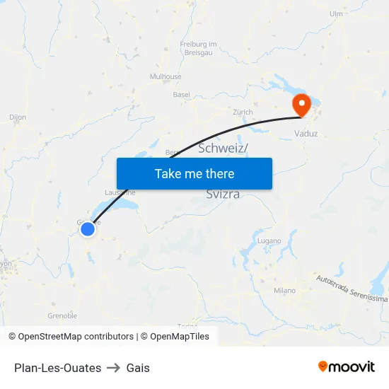 Plan-Les-Ouates to Gais map