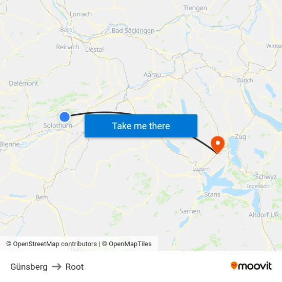 Günsberg to Root map