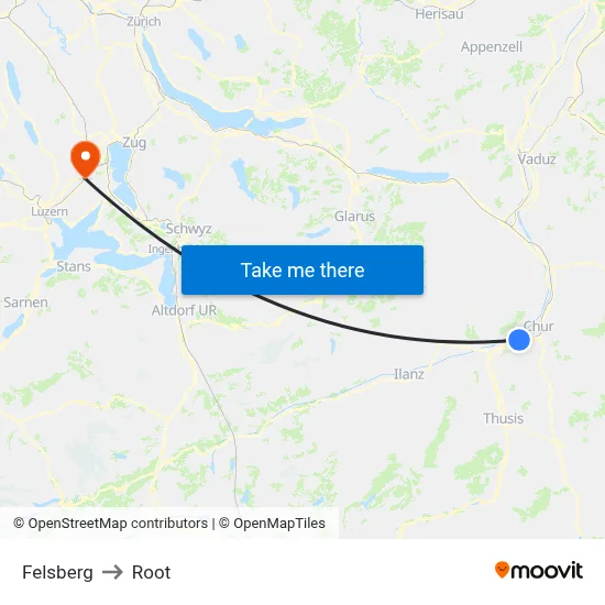 Felsberg to Root map