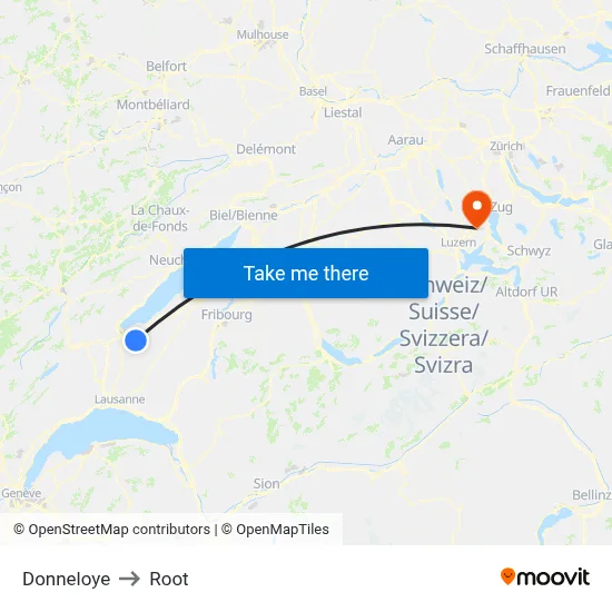 Donneloye to Root map
