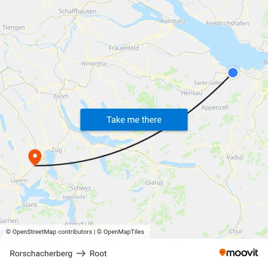 Rorschacherberg to Root map