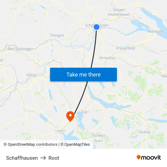 Schaffhausen to Root map