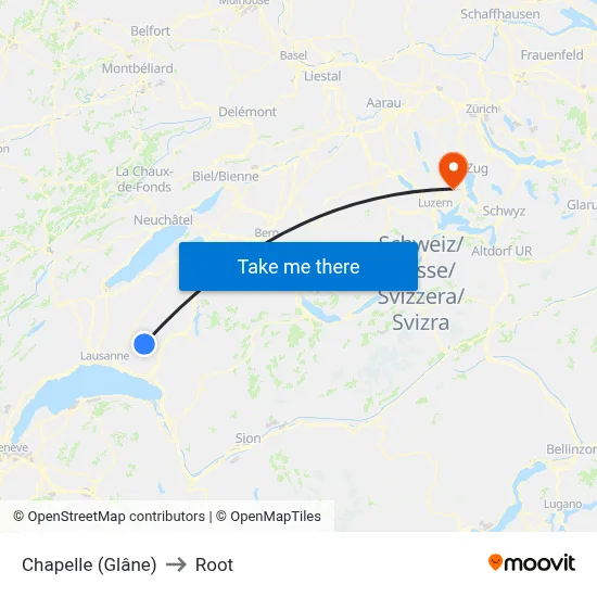 Chapelle (Glâne) to Root map