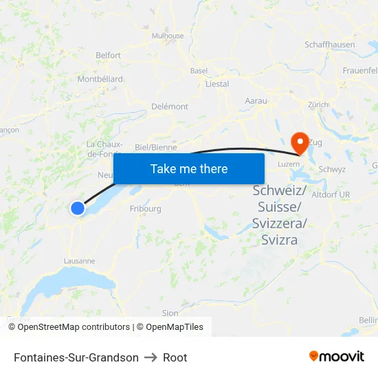 Fontaines-Sur-Grandson to Root map