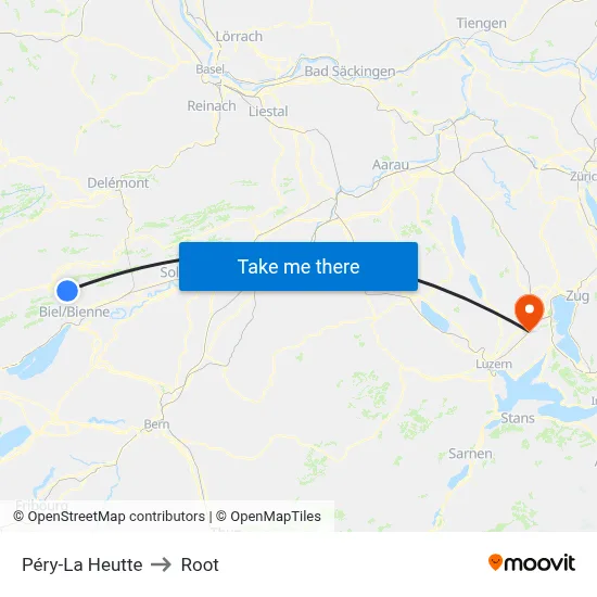Péry-La Heutte to Root map
