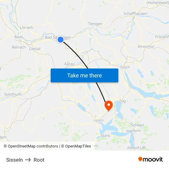 Sisseln to Root map
