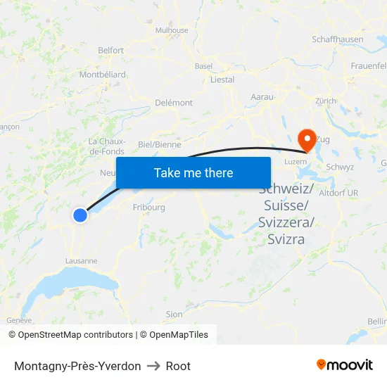 Montagny-Près-Yverdon to Root map