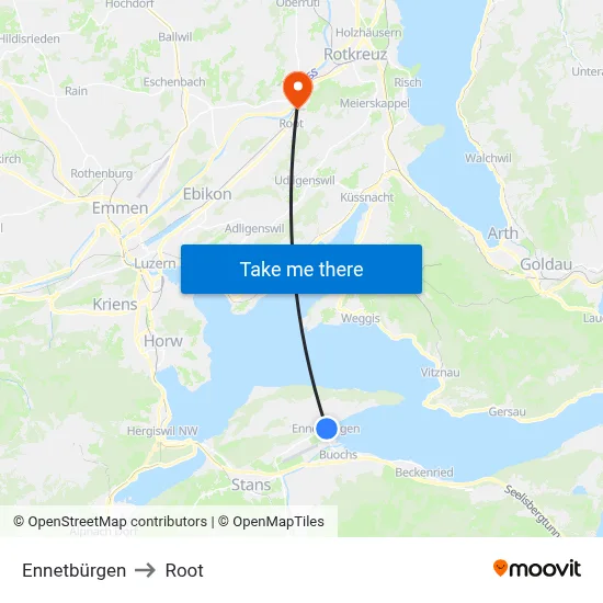 Ennetbürgen to Root map