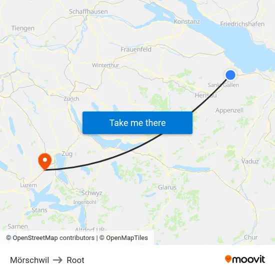 Mörschwil to Root map