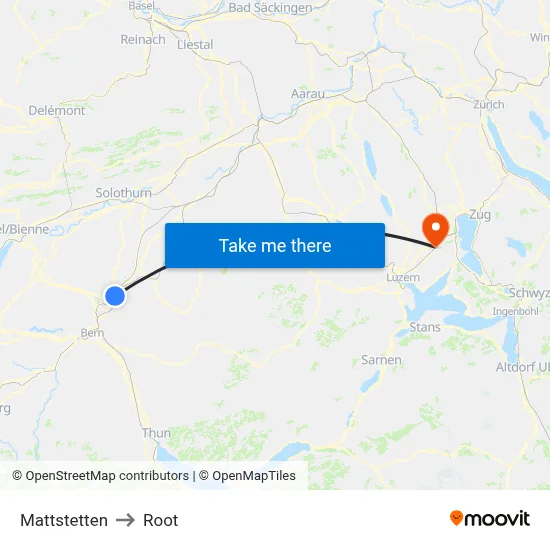 Mattstetten to Root map