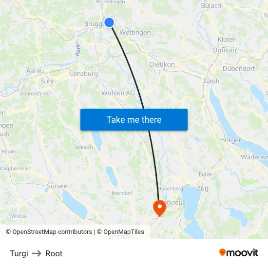 Turgi to Root map
