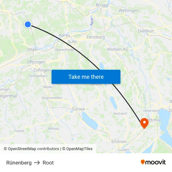 Rünenberg to Root map