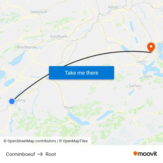 Corminboeuf to Root map