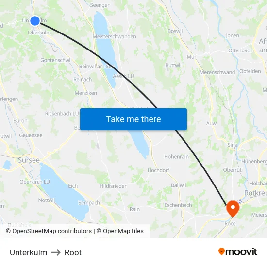 Unterkulm to Root map