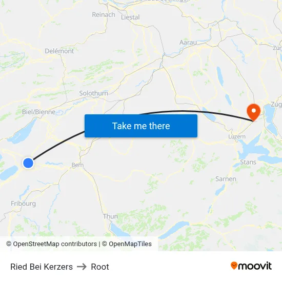 Ried Bei Kerzers to Root map