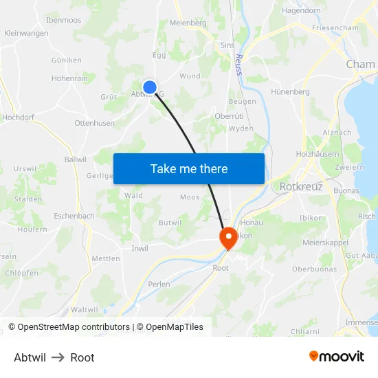 Abtwil to Root map