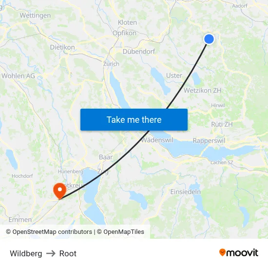 Wildberg to Root map