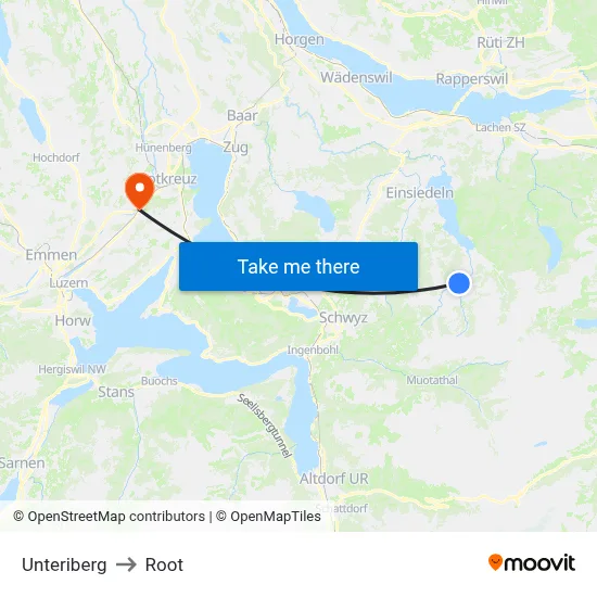 Unteriberg to Root map