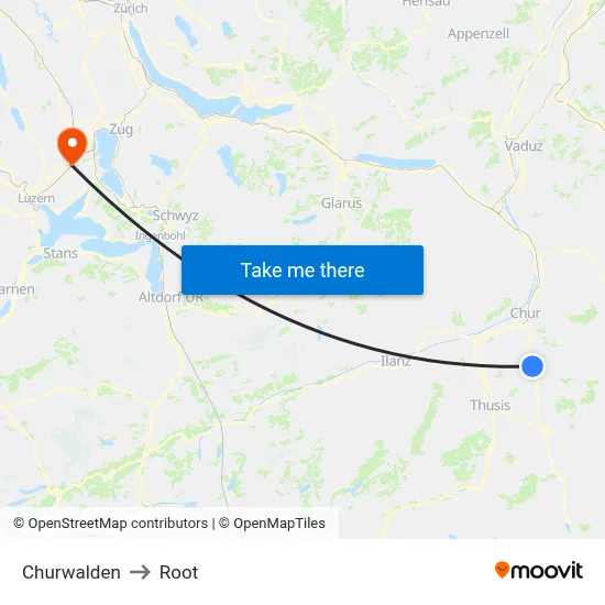 Churwalden to Root map