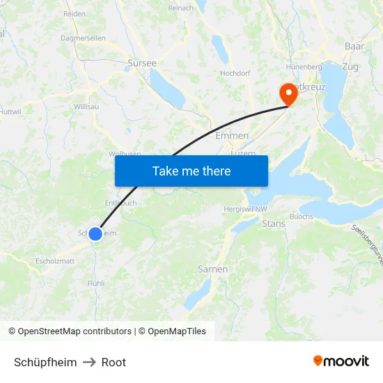 Schüpfheim to Root map