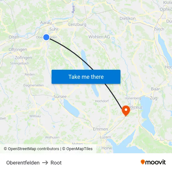 Oberentfelden to Root map