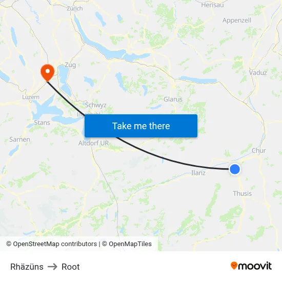 Rhäzüns to Root map