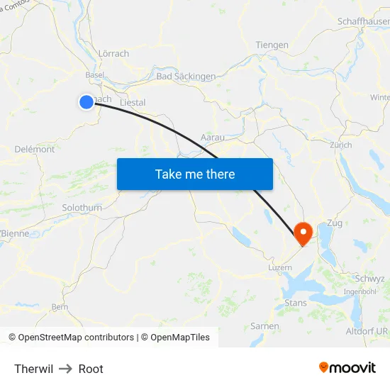 Therwil to Root map