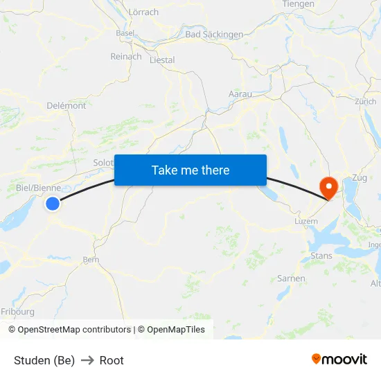 Studen (Be) to Root map
